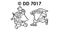 DD7017 Kerstman o.a. op scooter en schaatsen goud