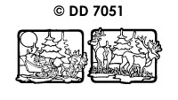 DD7051 Kerst kader 3 stuks met o.a. rendier/arrenslee goud