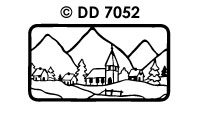 DD7052 Kerst kader ( rechthoek ) 4 stuks met dorpjes zilver