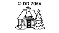 DD7056 Huisjes met kerstboom goud