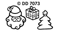 DD7073 Kerst afbeeldingen cadeaus/boom/Kerstman hoofd zilver