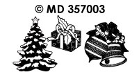 MD357003 Kerst/boom/cadeaus/klokken wit / goud